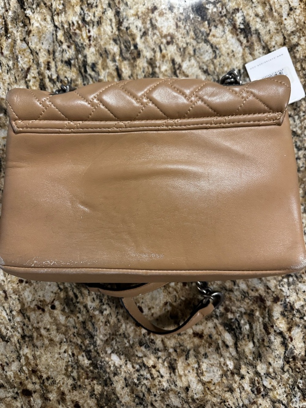 Kurt Geiger London Quilted Tan Leather Shoulder Bag with Chain Strap - Picture 9 of 16